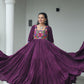 Lorenvalley Fashion Wine Rayon with Kutchi Gamthi Work Gown | Swadesiicart