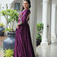 Lorenvalley Fashion Wine Rayon with Kutchi Gamthi Work Gown | Swadesiicart