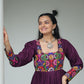 Lorenvalley Fashion Wine Rayon with Kutchi Gamthi Work Gown | Swadesiicart