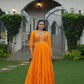 Lorenvalley Fashion Orange Rayon with Kutchi Gamthi Work Gown | Swadesiicart
