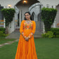 Lorenvalley Fashion Orange Rayon with Kutchi Gamthi Work Gown | Swadesiicart