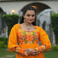Lorenvalley Fashion Orange Rayon with Kutchi Gamthi Work Gown | Swadesiicart