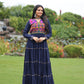 Lorenvalley Fashion Navyblue Rayon Kutchi Gamthi Embroidered & Mirror hand Work Gown | Swadesiicart