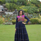 Lorenvalley Fashion Navyblue Rayon Kutchi Gamthi Embroidered & Mirror hand Work Gown | Swadesiicart