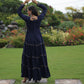 Lorenvalley Fashion Navyblue Rayon Kutchi Gamthi Embroidered & Mirror hand Work Gown | Swadesiicart