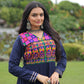 Lorenvalley Fashion Navyblue Rayon Kutchi Gamthi Embroidered & Mirror hand Work Gown | Swadesiicart