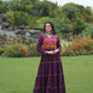 Lorenvalley Fashion Wine Rayon Kutchi Gamthi Embroidered & Mirror hand Work Gown | Swadesiicart