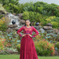 Lorenvalley Fashion Maroon Rayon Kutchi Gamthi Work Gown | Swadesiicart