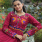 Lorenvalley Fashion Maroon Rayon Kutchi Gamthi Work Gown | Swadesiicart