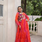 Lorenvalley Fashion Multicolor Faux Georgette Laheriya & Bandhej Print with kutchi patche work Gown | Swadesiicart
