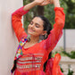 Lorenvalley Fashion Multicolor Faux Georgette Laheriya & Bandhej Print with kutchi patche work Gown | Swadesiicart