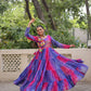 Lorenvalley Fashion Multicolor Faux Georgette Laheriya & Bandhej Print with kutchi patche work Gown | Swadesiicart