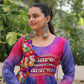 Lorenvalley Fashion Multicolor Faux Georgette Laheriya & Bandhej Print with kutchi patche work Gown | Swadesiicart