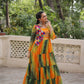 Lorenvalley Fashion Multicolor Faux Georgette Laheriya & Bandhej Print with kutchi patche work Gown | Swadesiicart