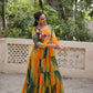 Lorenvalley Fashion Multicolor Faux Georgette Laheriya & Bandhej Print with kutchi patche work Gown | Swadesiicart