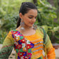 Lorenvalley Fashion Multicolor Faux Georgette Laheriya & Bandhej Print with kutchi patche work Gown | Swadesiicart
