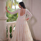 Lorenvalley Fashion Offwhite Kora Cotton with Multi Thread Embroidered & Gota patti Work Gown | Swadesiicart