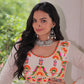 Lorenvalley Fashion Offwhite Kora Cotton with Multi Thread Embroidered & Gota patti Work Gown | Swadesiicart