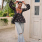 Prazu Fashion Black Cotton Print With Kutchi Patchwork Top For Navratri - Swadesiicart