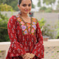 Prazu Fashion Maroon Cotton Print With Kutchi Patchwork Top For Navratri - Swadesiicart