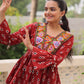 Prazu Fashion Maroon Cotton Print With Kutchi Patchwork Top For Navratri - Swadesiicart