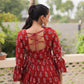 Prazu Fashion Maroon Cotton Print With Kutchi Patchwork Top For Navratri - Swadesiicart