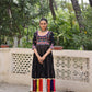 Lorenvalley Fashion Black Roman Silk with Thread work & Gota Lace embellished Work Gown | Swadesiicart