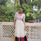 Lorenvalley Fashion White Roman Silk with Thread work & Gota Lace embellished Work Gown | Swadesiicart