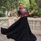 Lorenvalley Fashion Black Rayon with Kutchi Gamthi Embroidered Thread Work Gown | Swadesiicart