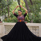 Lorenvalley Fashion Black Rayon with Kutchi Gamthi Embroidered Thread Work Gown | Swadesiicart