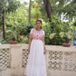 Lorenvalley Fashion White Rayon with Kutchi Gamthi Embroidered Thread Work Gown | Swadesiicart