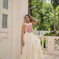 Lorenvalley Fashion Offwhite Kora Cotton with Multi Thread Embroidered Work Gown | Swadesiicart