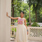 Lorenvalley Fashion Offwhite Kora Cotton with Multi Thread Embroidered Work Gown | Swadesiicart