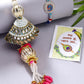 NVR Women & Men Set of 2 Blue Kundan-Studded & Beaded Bhaiya Bhabhi Rakhi With Roli Chawal | Swadesiicart