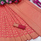 DEIANA'S Beautiful Designer Golden zari Soft Lichi Silk Saree - Red - Swadesiicart