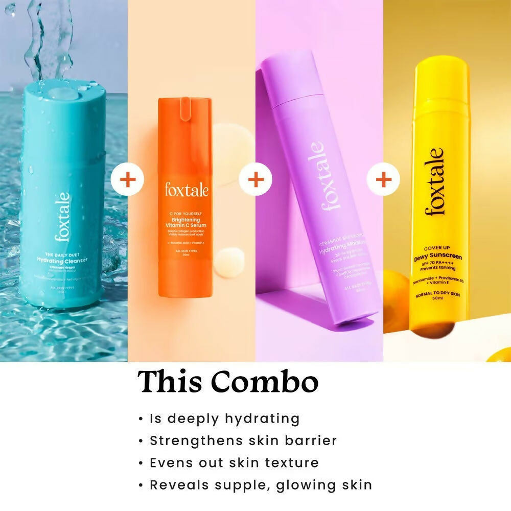 Foxtale CSMS (Cleanser, Serum, Moisturizer, Sunscreen) Flawless Skin Combo | Swadesiicart