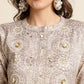 Grey Chiffon Paisley Printed Top - Himanshi - Swadesiicart
