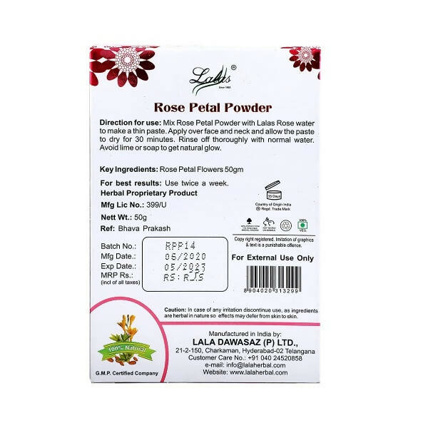 Lalas Rose Petal Powder - Swadesiicart