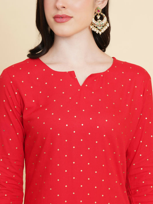 Designer Stylish Red rayon Stitched Suit With Dupatta - Tanisha | Swadesiicart