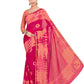 Mimosa Women's Pink Banarasi Chiffon Silk Saree | Swadesiicart