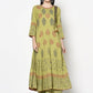 Aniyah Rayon Parrot Green Color Block Print Anarkali Kurta (AN-195K)