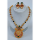 Gold-Polished Beaded Temple Necklace Set - Mokshi Collections