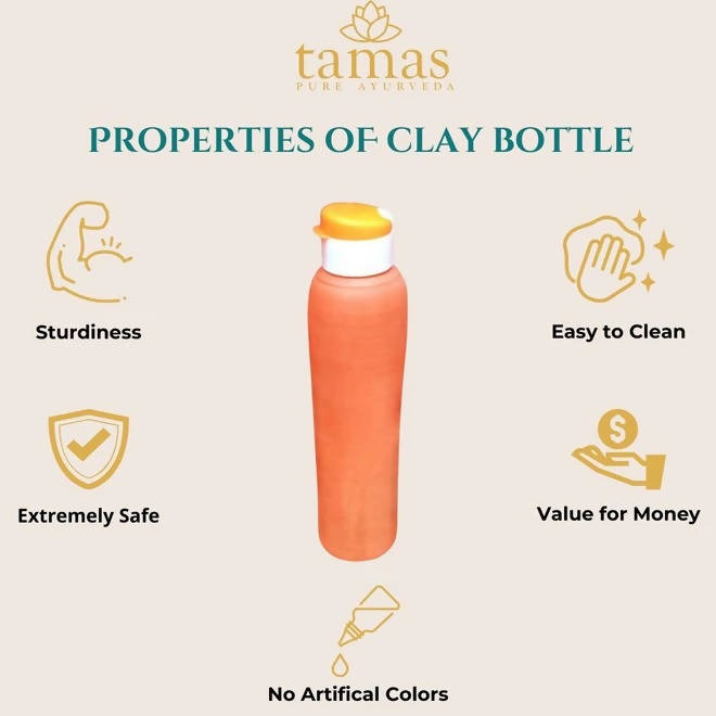 Tamas Handmade & Eco-Friendly Earthen Carry Water Bottle With Sipper Cap - Swadesiicart