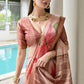 Vishnu Weaves Women's Coffee Satin Silk Printed Saree with Blouse - Swadesiicart