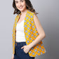 Even Apparels Yellow 100% Viscose Rayon Open Front Gillet | Swadesiicart