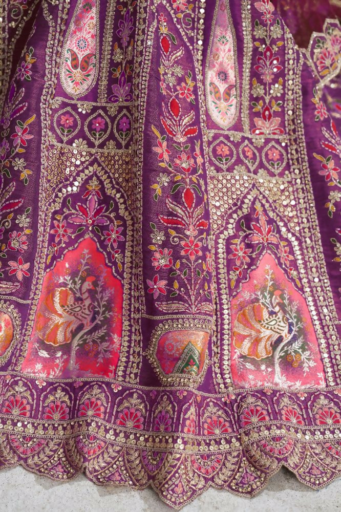 Kesar Fab Purple Banarasi Silk Hand_Woven Lehenga | Swadesiicart