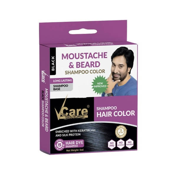 VCare Shampoo Hair Color Black for Moustache & Beard