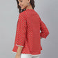 Janasya Women's Red Cotton Floral Print Flared Top | Swadesiicart