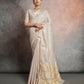 Vishnu Weaves Women's Cream Tissue Linen Zari Woven Saree with Blouse - Swadesiicart