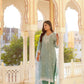 Vaasva Women Sky Blue Linen Floral Printed Kurta, Pant & Dupatta set | Swadesiicart